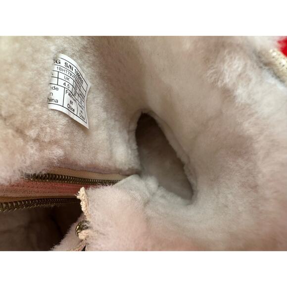 UGG Abree Short II Stardust Metallic Gold Suede Shearling Lined Boots Sz 6 - Picture 14 of 16